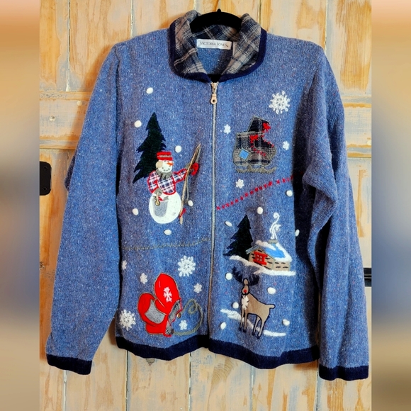 Cadet Blue Holiday Sweater - Picture 1 of 5
